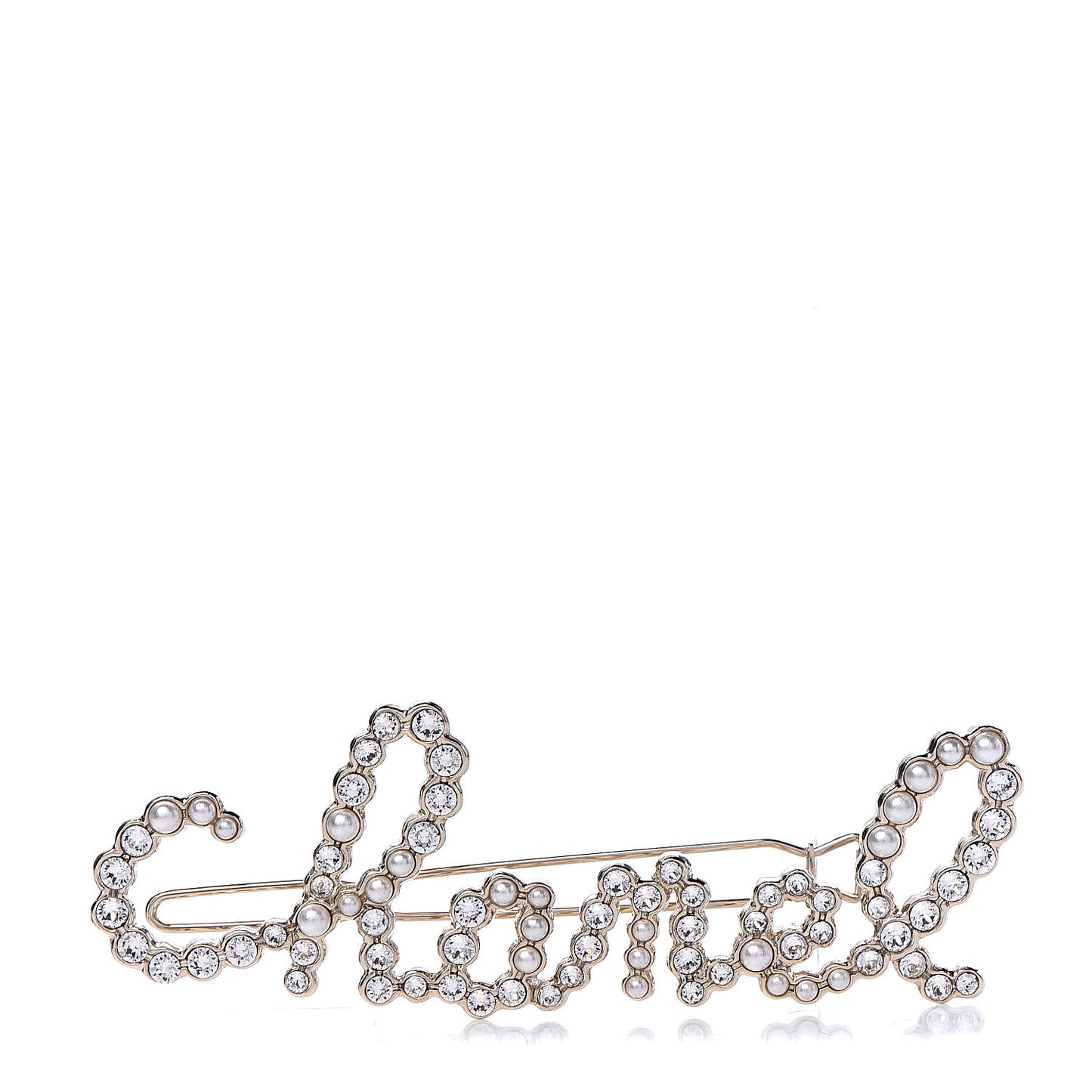 Metal Glass Swirling Pearls Hair Clip Gold