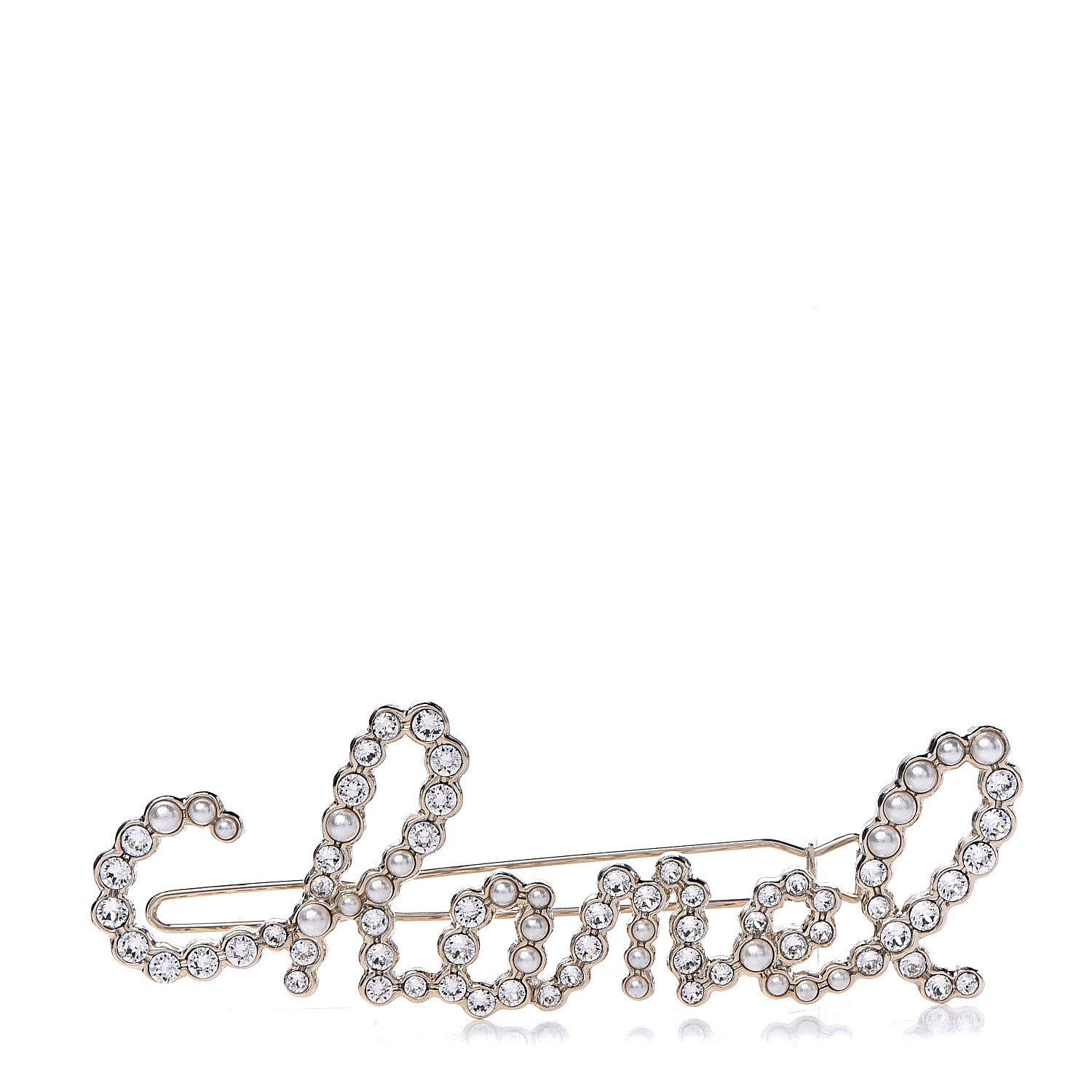 Chanel Metal Glass Swirling Pearls Hair Clip Gold 1 of 5