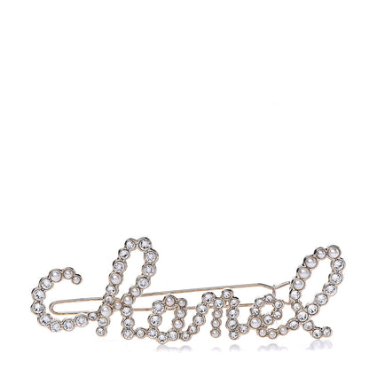 Chanel Metal Glass Swirling Pearls Hair Clip Gold 1 of 5