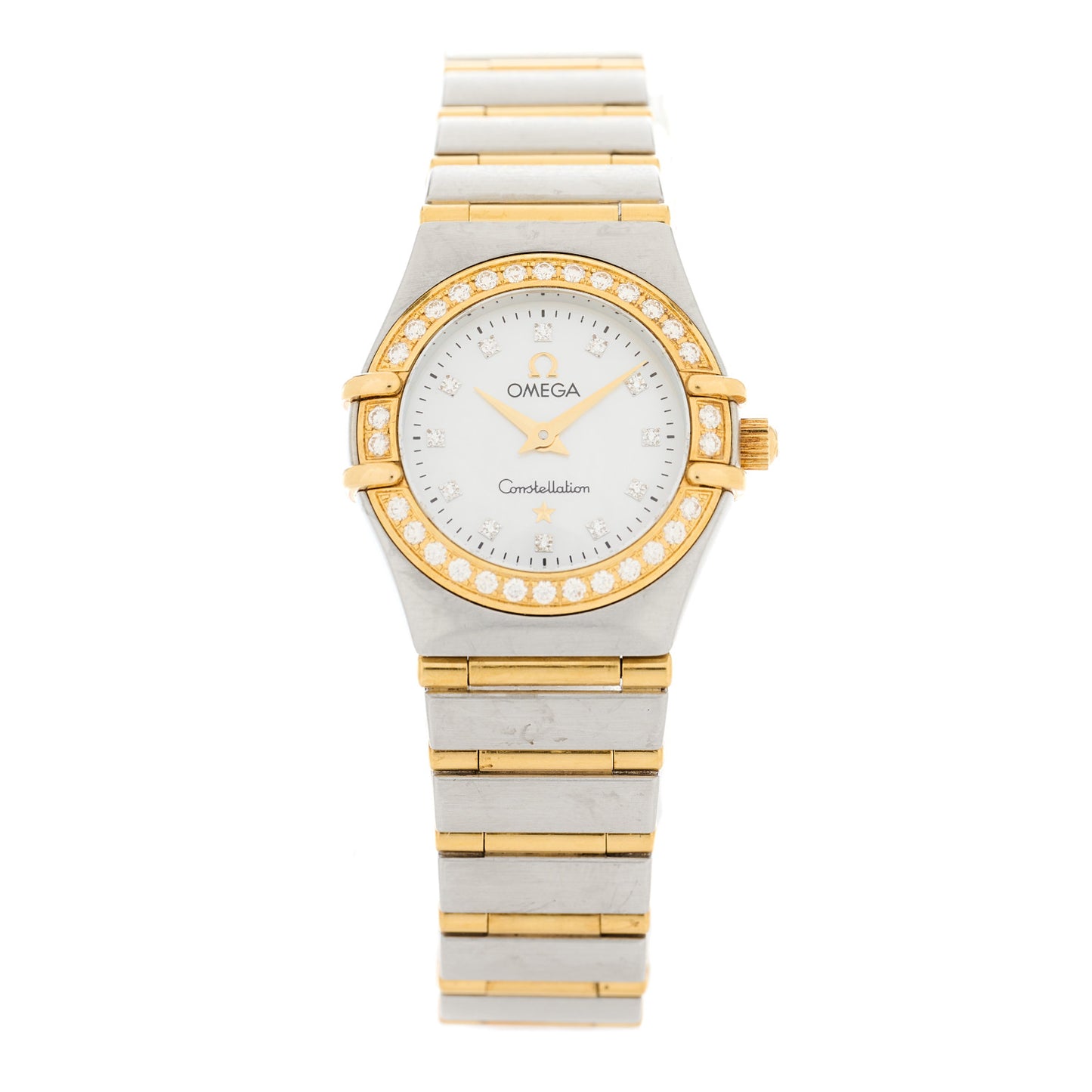 Stainless Steel 18K Yellow Gold Diamond Bezel Mother of Pearl 22mm Constellation Quartz Watch 1267.75.00