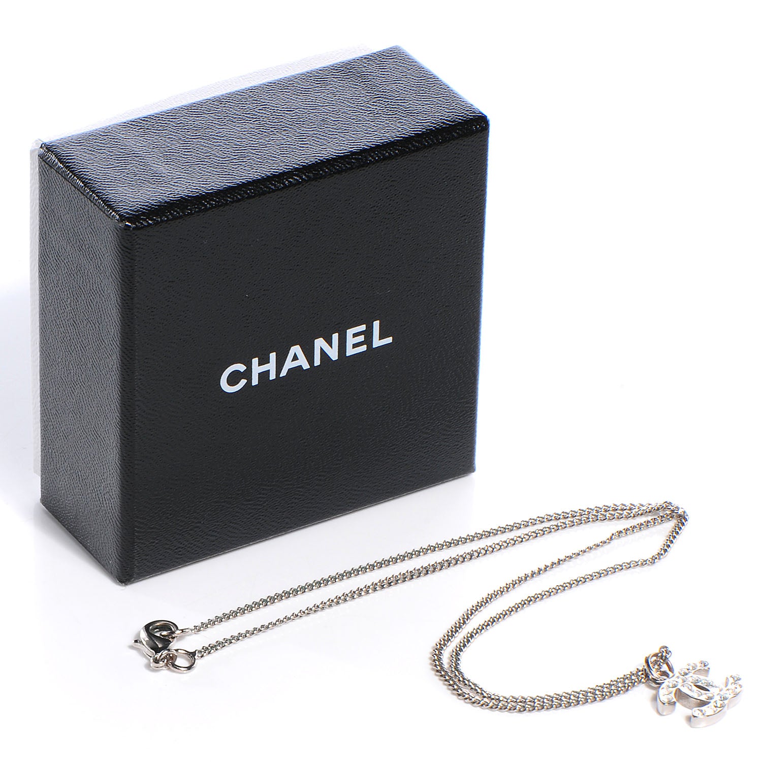 Chanel Swarovski Crystal CC Necklace Silver 4 of 4