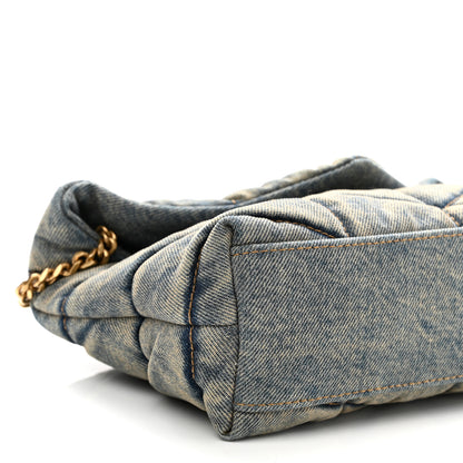 Saint Laurent Denim Quilted Toy Loulou Puffer Monogram Chain Satchel Blue Black 9 of 10