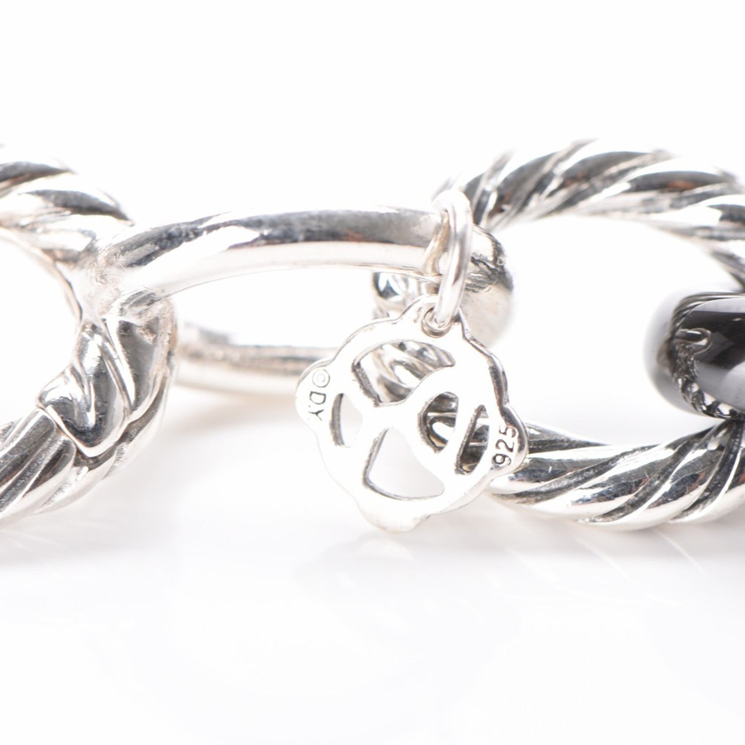 David Yurman Sterling Silver Ceramic 13mm Large Oval Link Bracelet Black 3 of 5