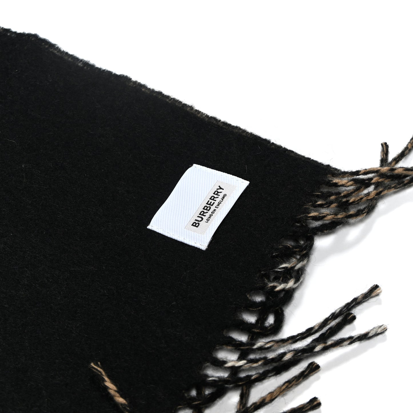 Cashmere Giant Check Fringe Scarf  Archive Beige Black