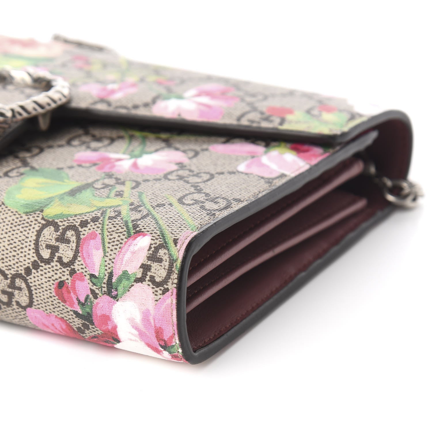 Gucci GG Supreme Monogram Blooms Mini Dionysus Chain Wallet Beige Multicolor Dry Rose 10 of 11