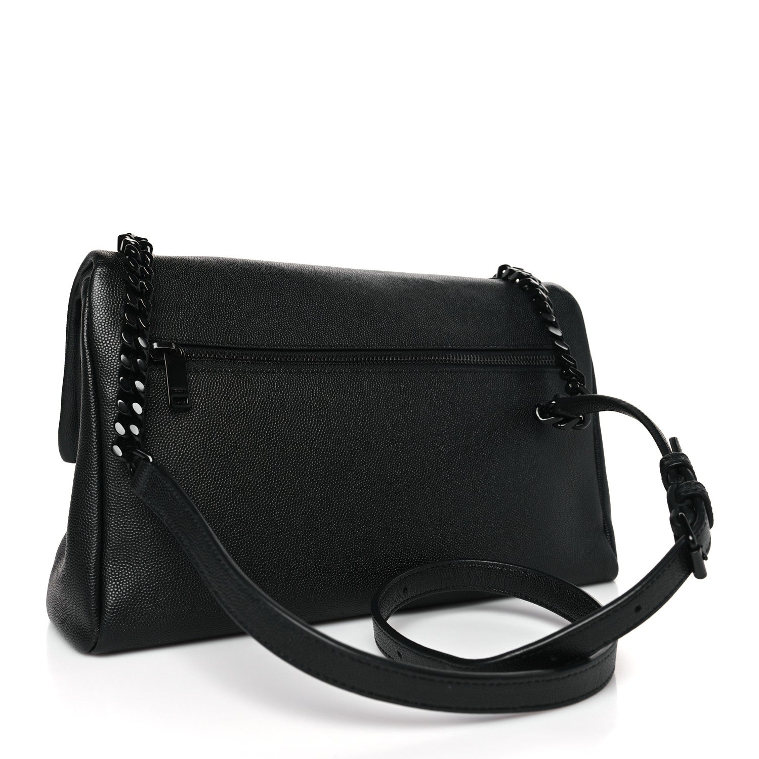 Saint Laurent Grain De Poudre Medium West Hollywood Monogram Fold-Over Black 3 of 9