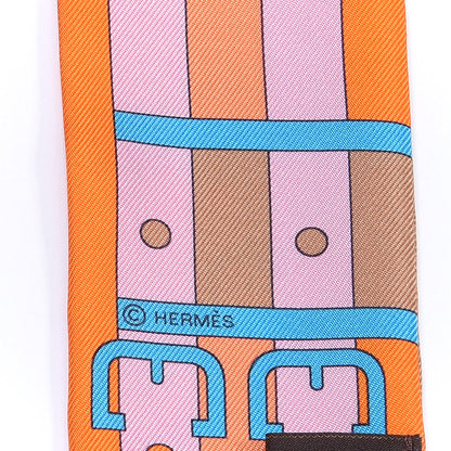 Hermes Silk Rocabar Twilly Orange Bleu Ciel 4 of 4