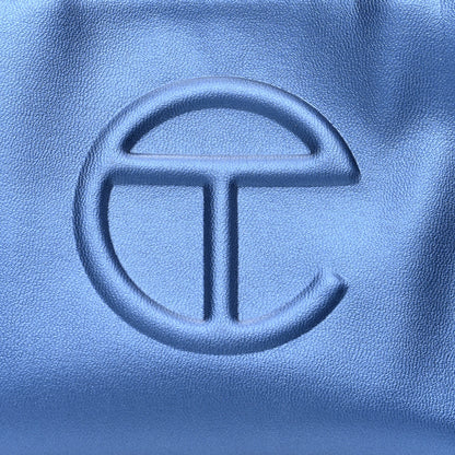 Telfar Metallic Vegan Leather Small Shopping Bag Cobalt 7 of 9