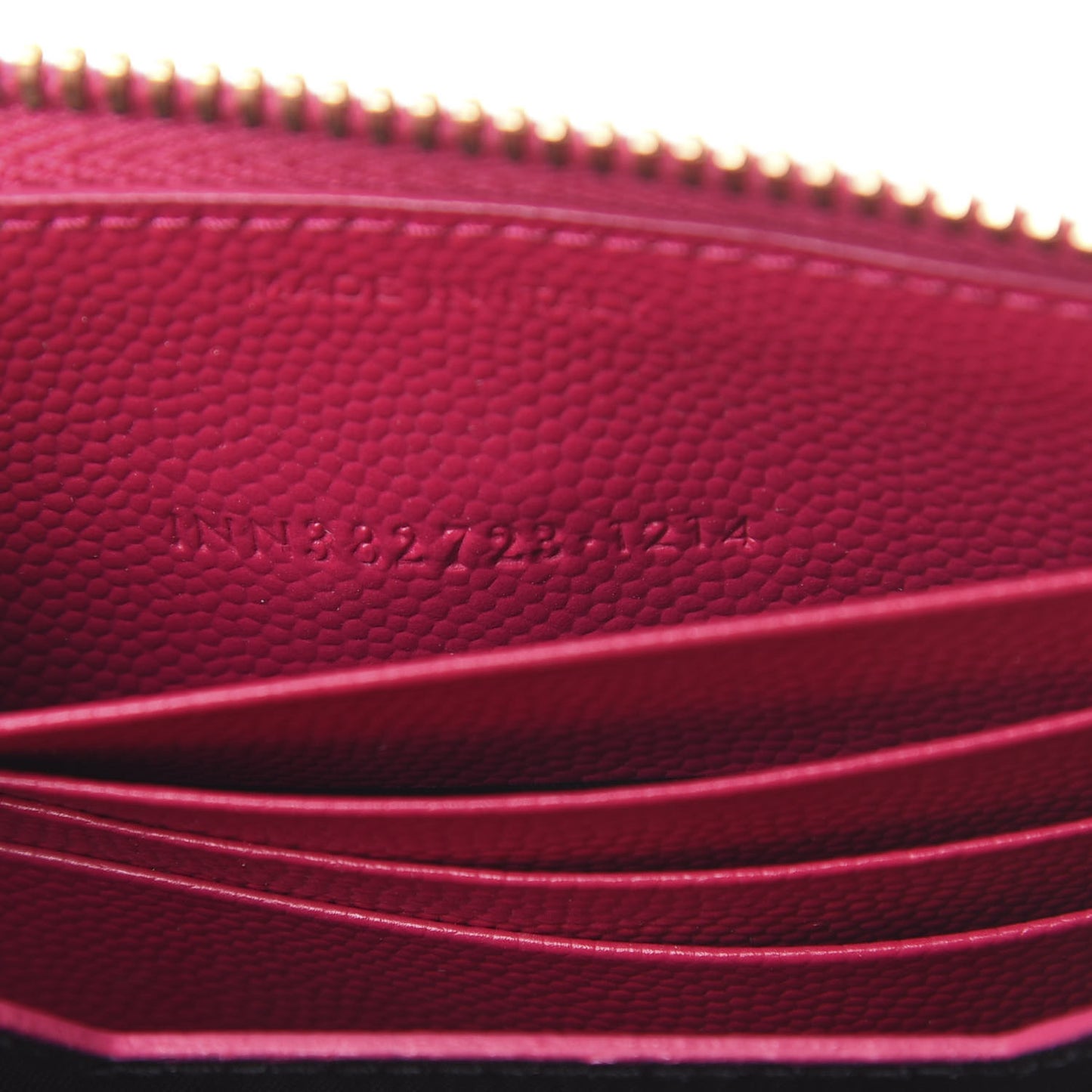 Grain De Poudre Monogram Zip Around Wristlet Lipstick Fuchsia