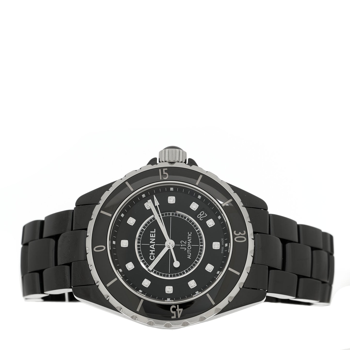 Stainless Steel Ceramic Diamond 38mm J12 Automatic Watch Black