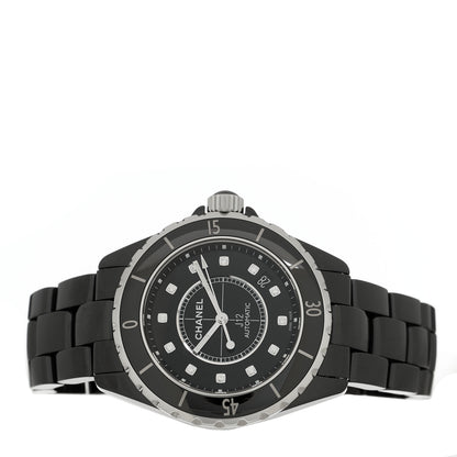 Chanel Stainless Steel Ceramic Diamond 38mm J12 Automatic Watch Black 2 of 5