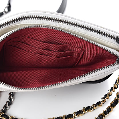 Chanel Aged Calfskin Quilted Small Gabrielle Clutch With Chain White Black 5 of 13