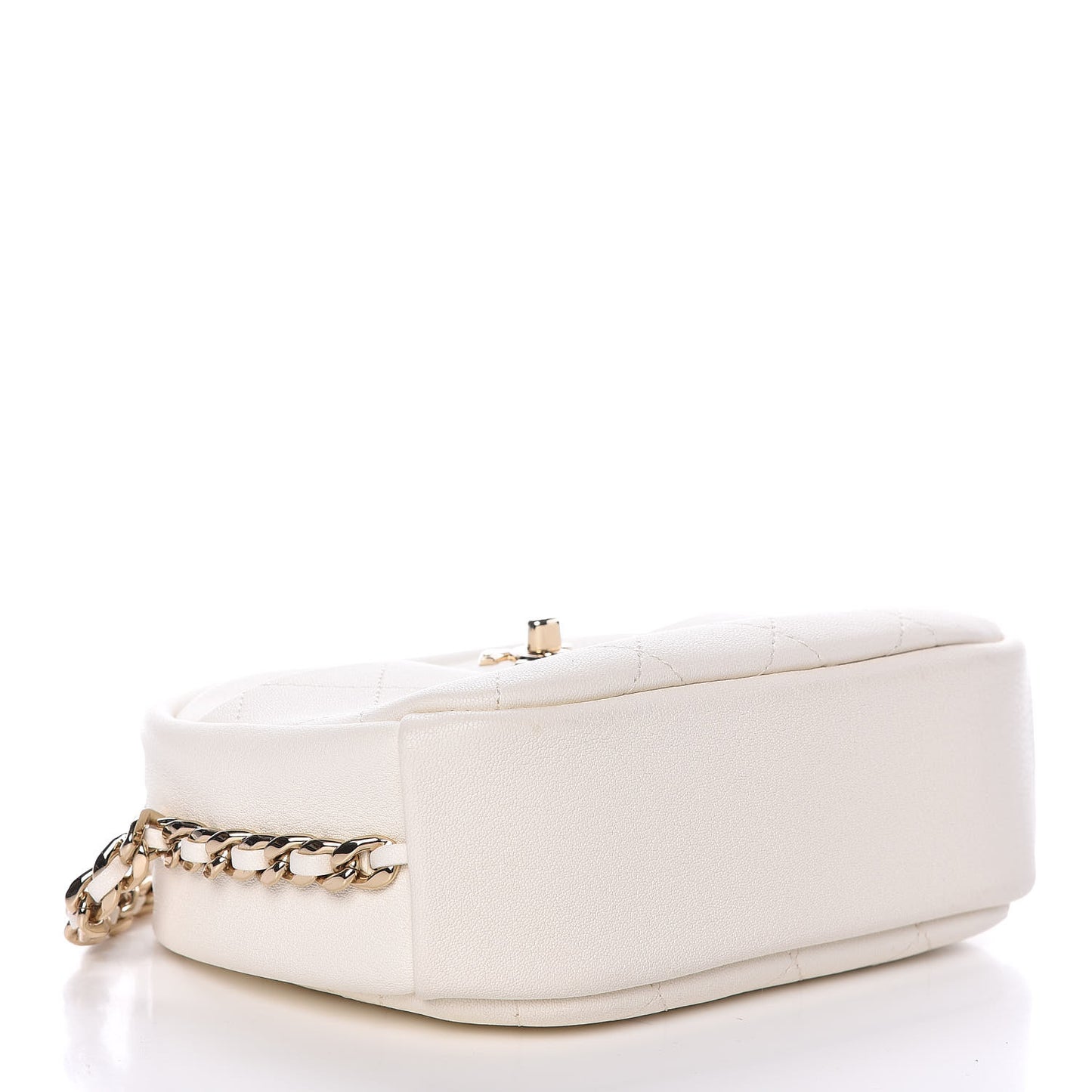 Goatskin Quilted Small Casual Trip Camera Case White