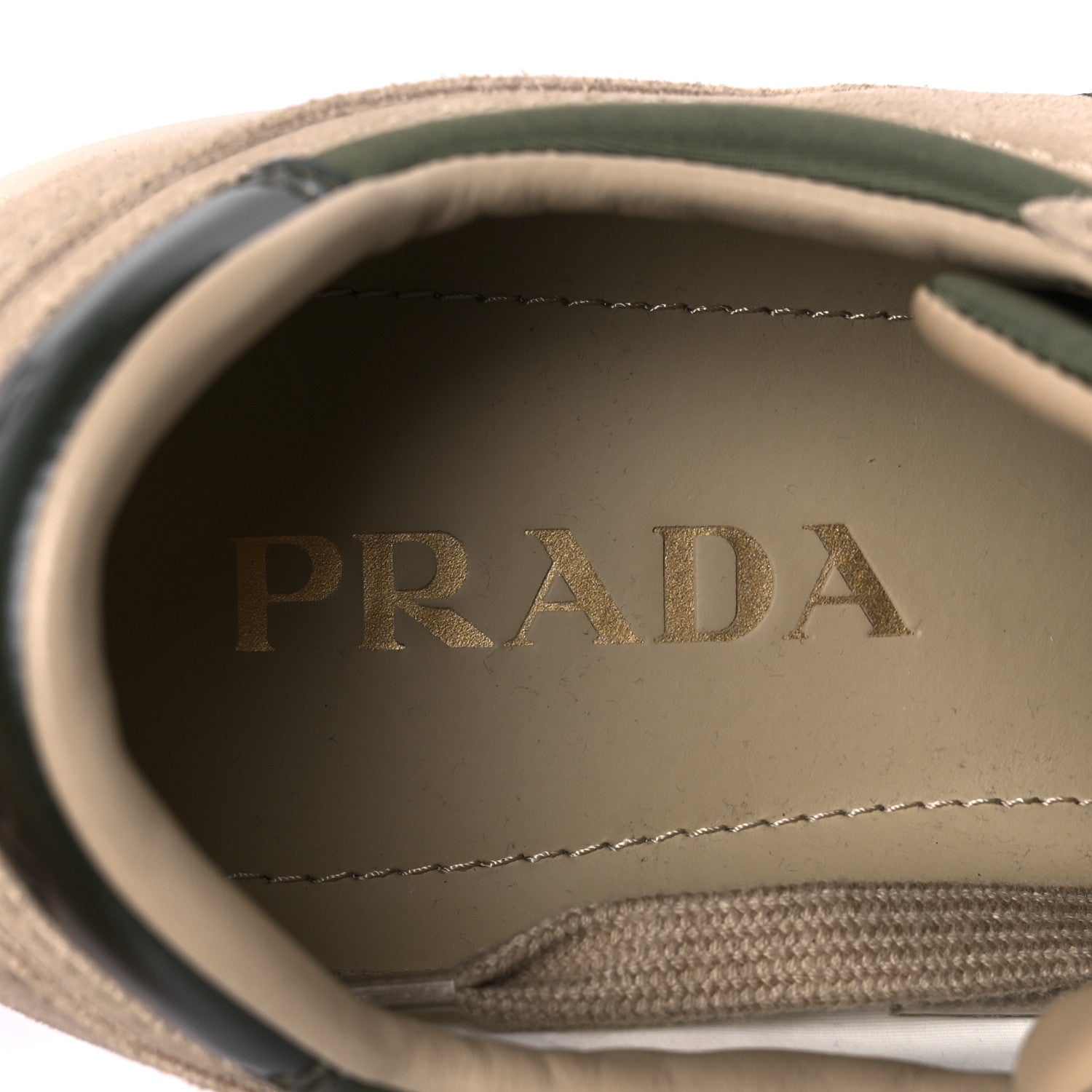 Prada Nylon Suede Metal Triangle Logo Mens Downtown Low Top Sneakers 39 Khaki Beige 8 of 10