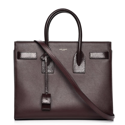 Saint Laurent Calfskin Python Small Sac De Jour Burgundy 1 of 11