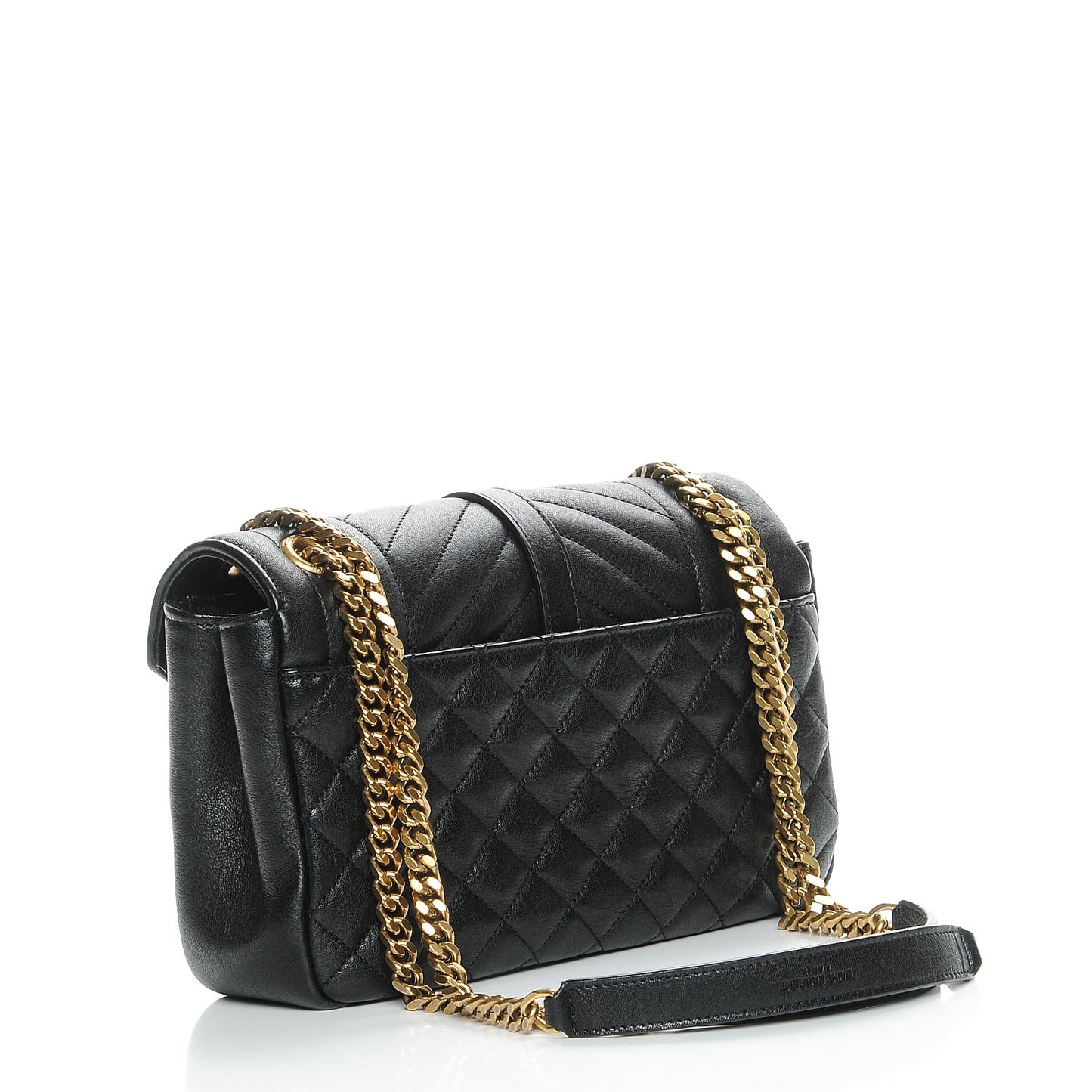 Sheepskin Tri-Quilt Monogram Medium College Bag Black