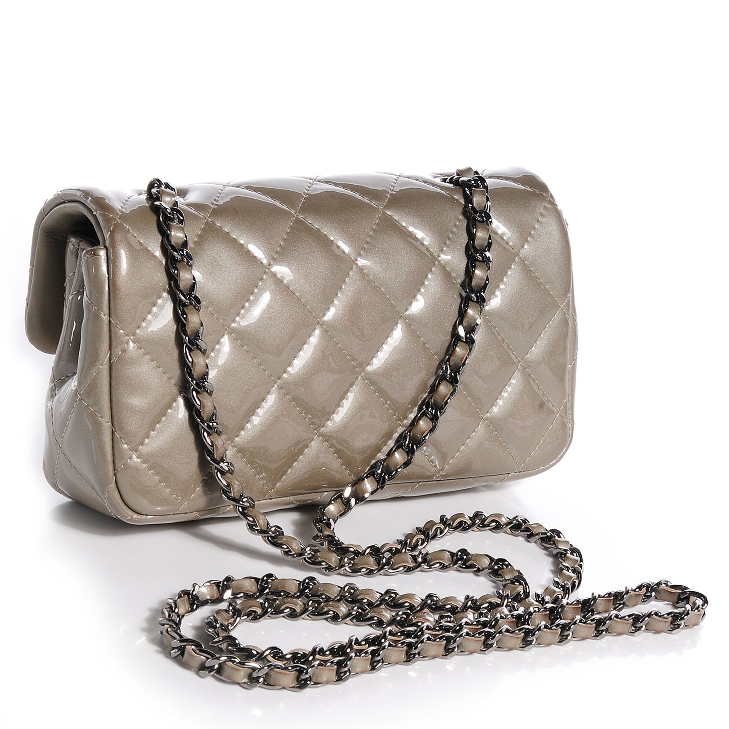 Patent Quilted Extra Mini Flap Grey