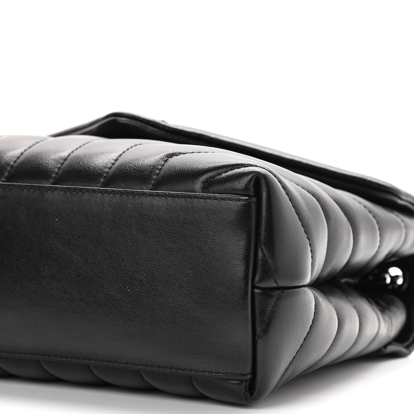 Calfskin Y Quilted Monogram Small Loulou Chain Satchel Black