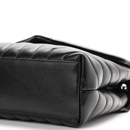 Saint Laurent Calfskin Y Quilted Monogram Small Loulou Chain Satchel Black 10 of 11