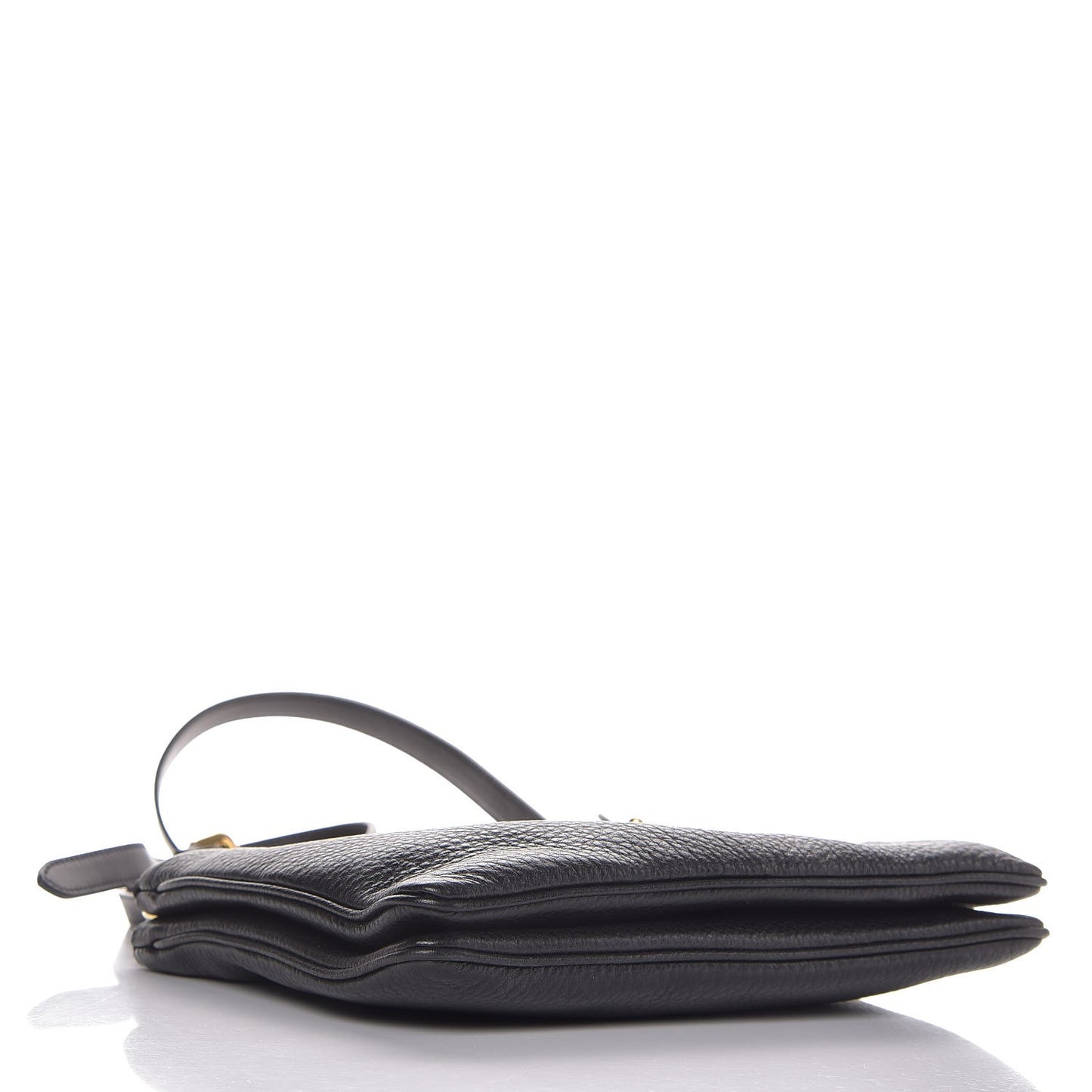 Vitello Daino Double Zip Crossbody Bag Black