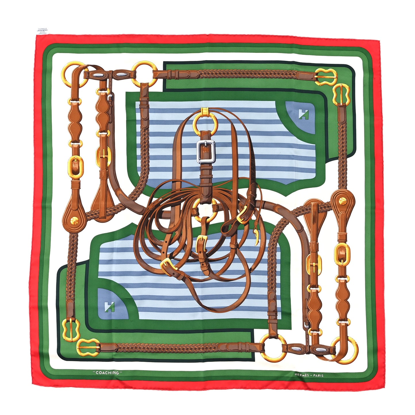 Silk Coaching Forever Scarf 90 Rouge Vert White