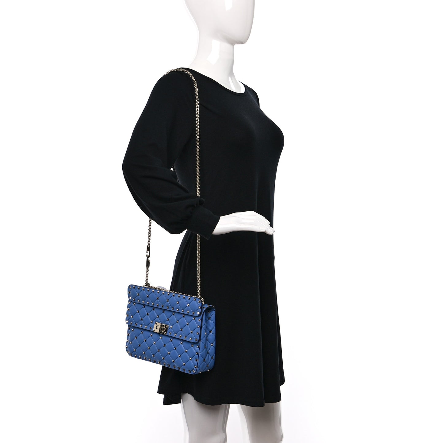 Nappa Medium Rockstud Spike Shoulder Bag Angel