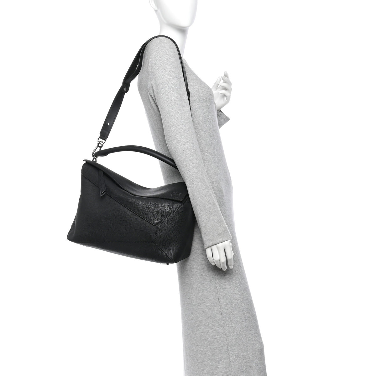 Loewe Grained Calfskin Large Puzzle Bag Black 2 of 9