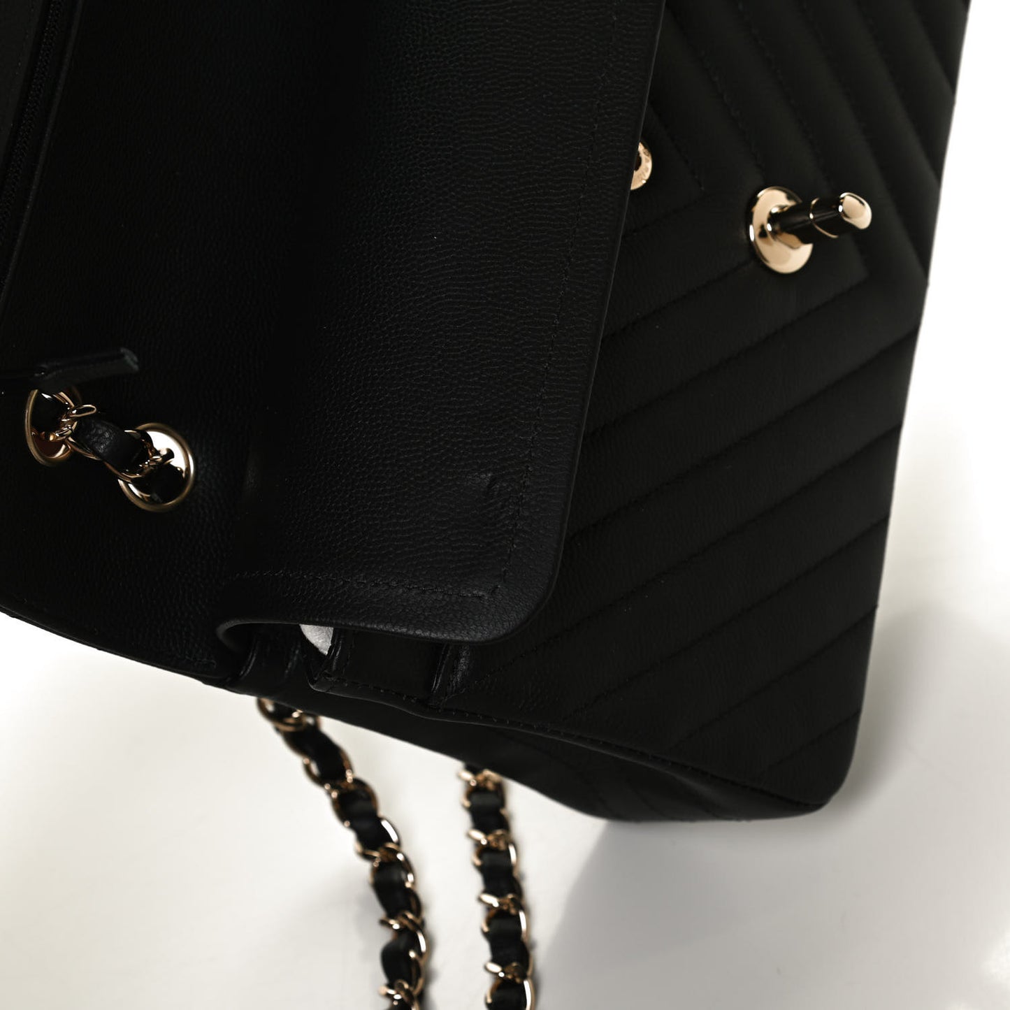 Caviar Chevron Quilted Small Double Flap Black