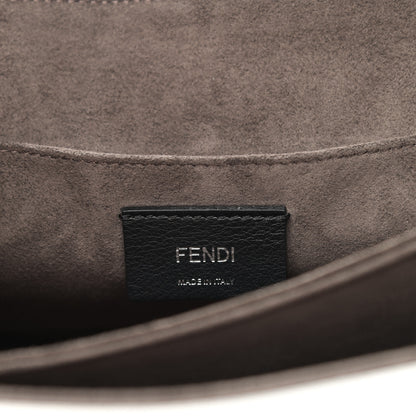 Fendi Metallic Calfskin Flowerland Scalloped Studded Pequin Kan I Shoulder Bag Argento 6 of 12