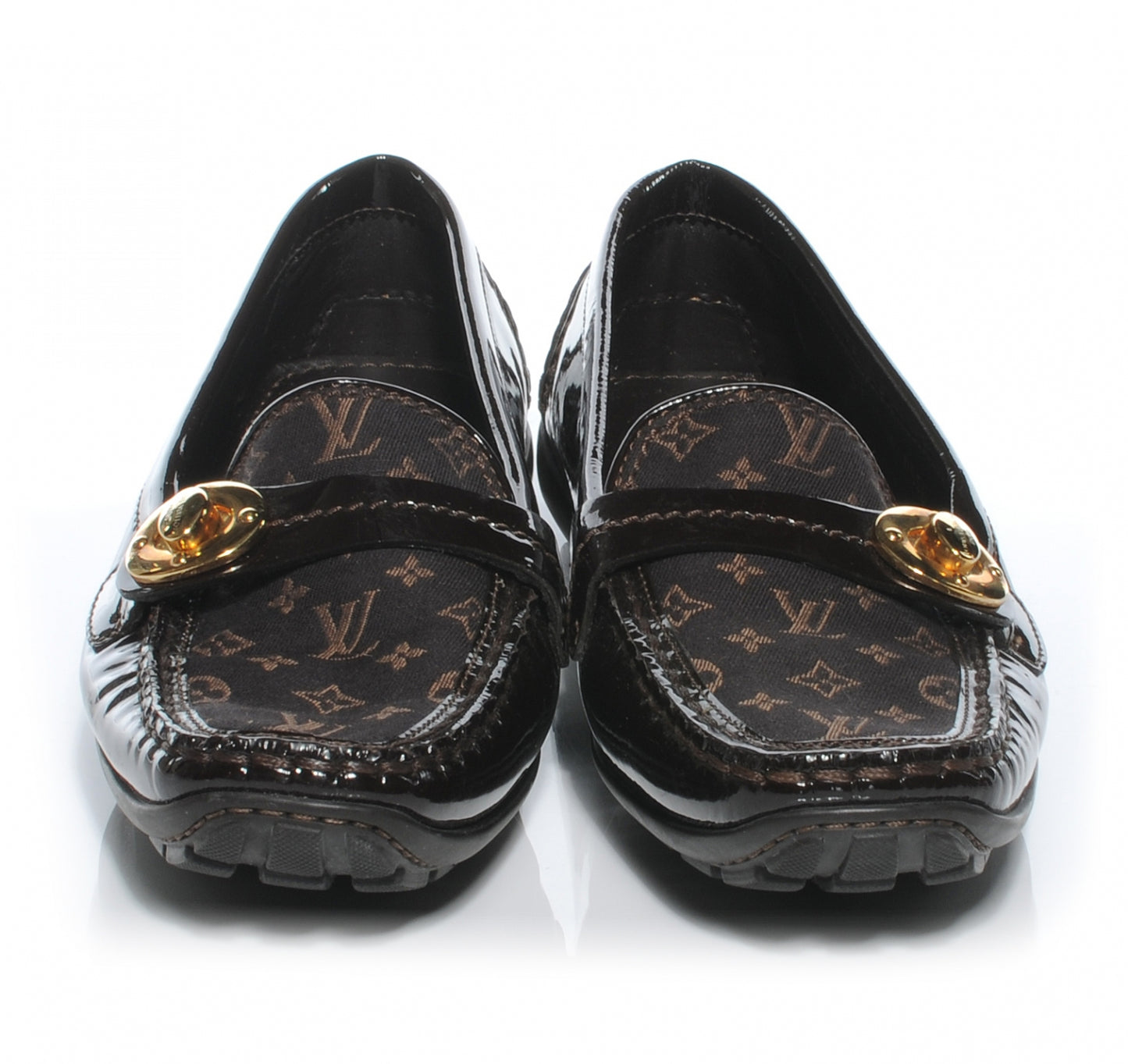 Patent Mini Lin Loafers 37.5 Brown