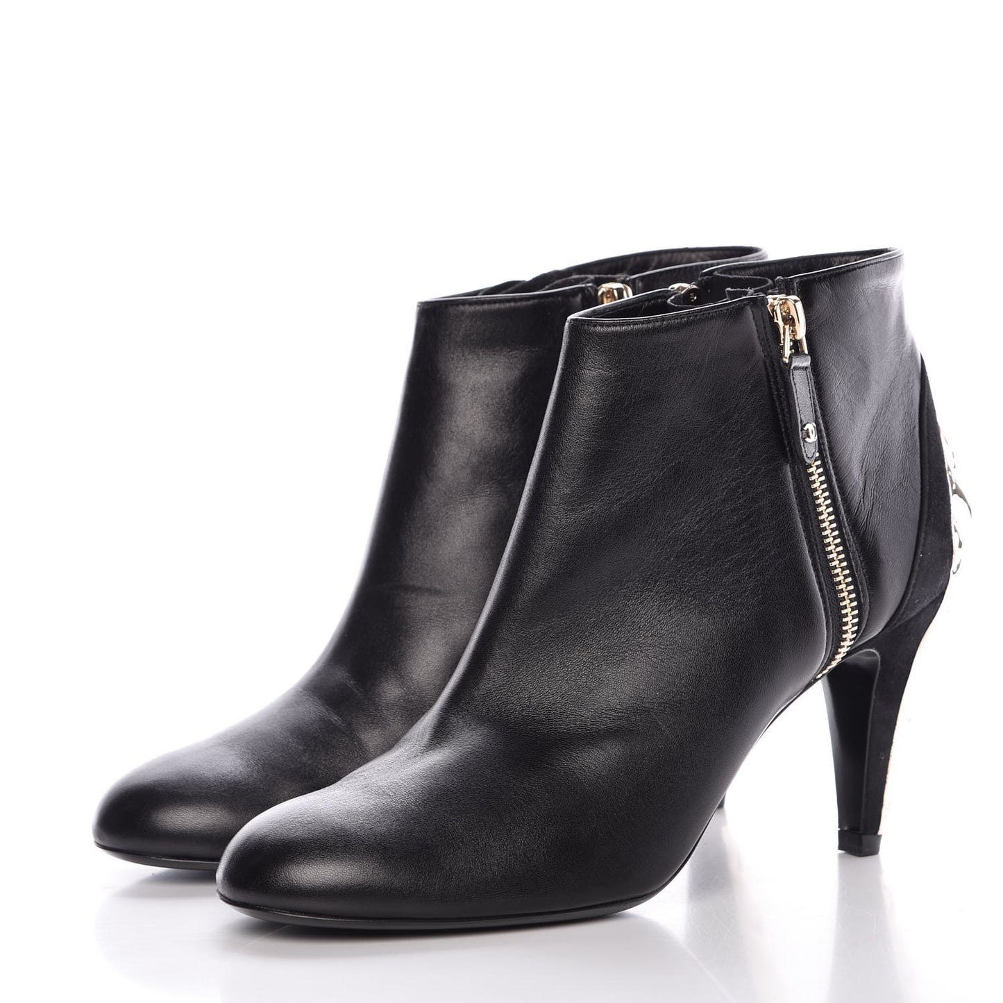 Lambskin Suede CC Short Boots 38.5 Black