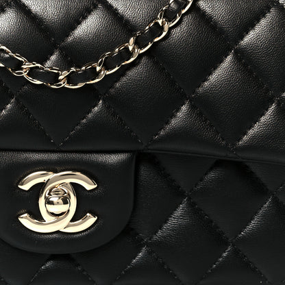 Chanel Lambskin Quilted Mini Top Handle Rectangular Flap Black 9 of 12