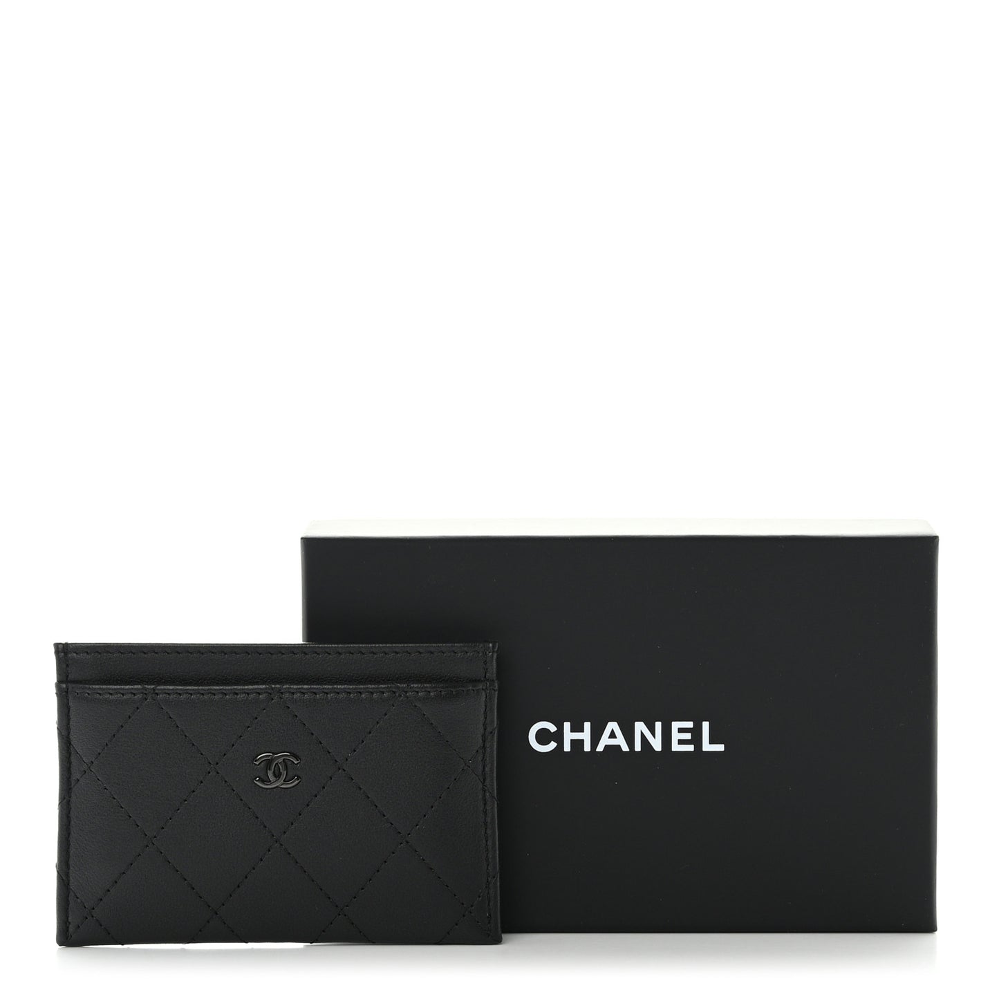 Calfskin Quilted Card Holder So Black