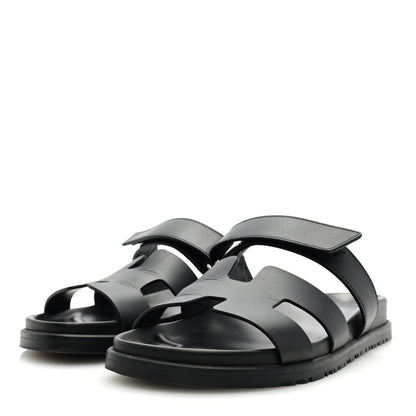 Hermes Calfskin Womens Chypre Sandals 40 Black 2 of 8