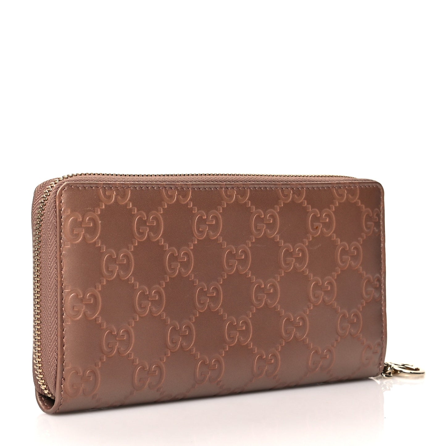 Metallic Guccissima Lovely Zip Around Wallet Pink