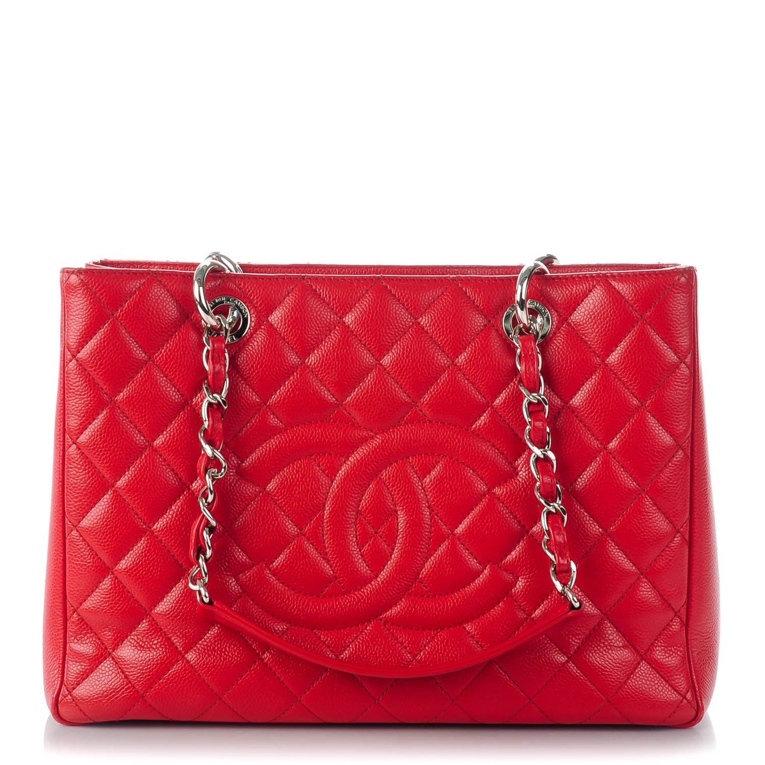 Chanel Caviar Quilted Grand Shopping Tote GST Red 1 of 7