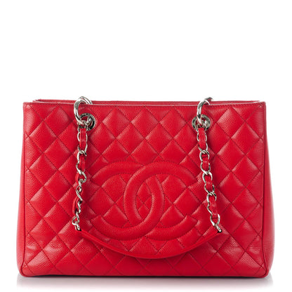 Chanel Caviar Quilted Grand Shopping Tote GST Red 1 of 7
