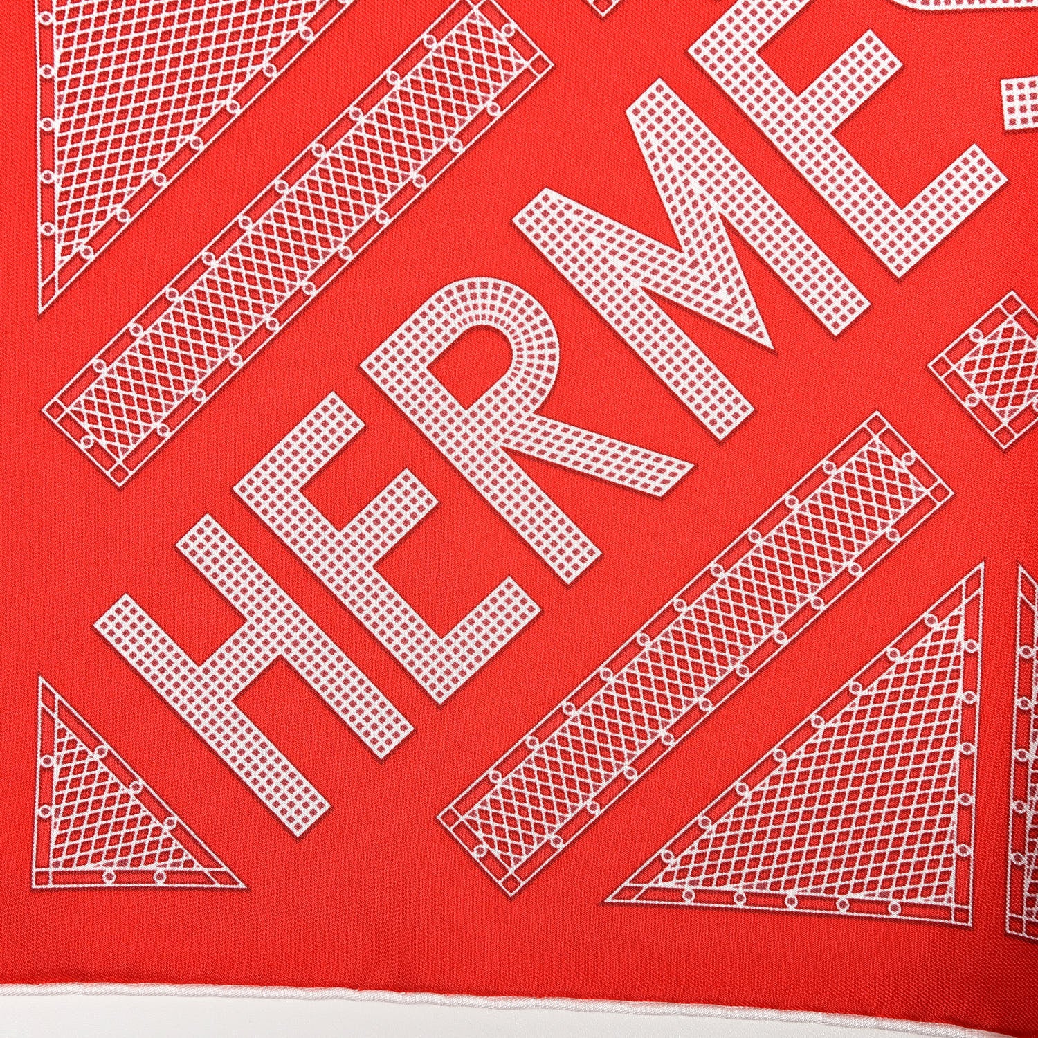 Hermes Silk Gavroche Sellier Pocket Square Scarf Rouge White 2 of 4