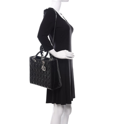 Christian Dior Patent Cannage Large Lady Dior Black 2 of 11