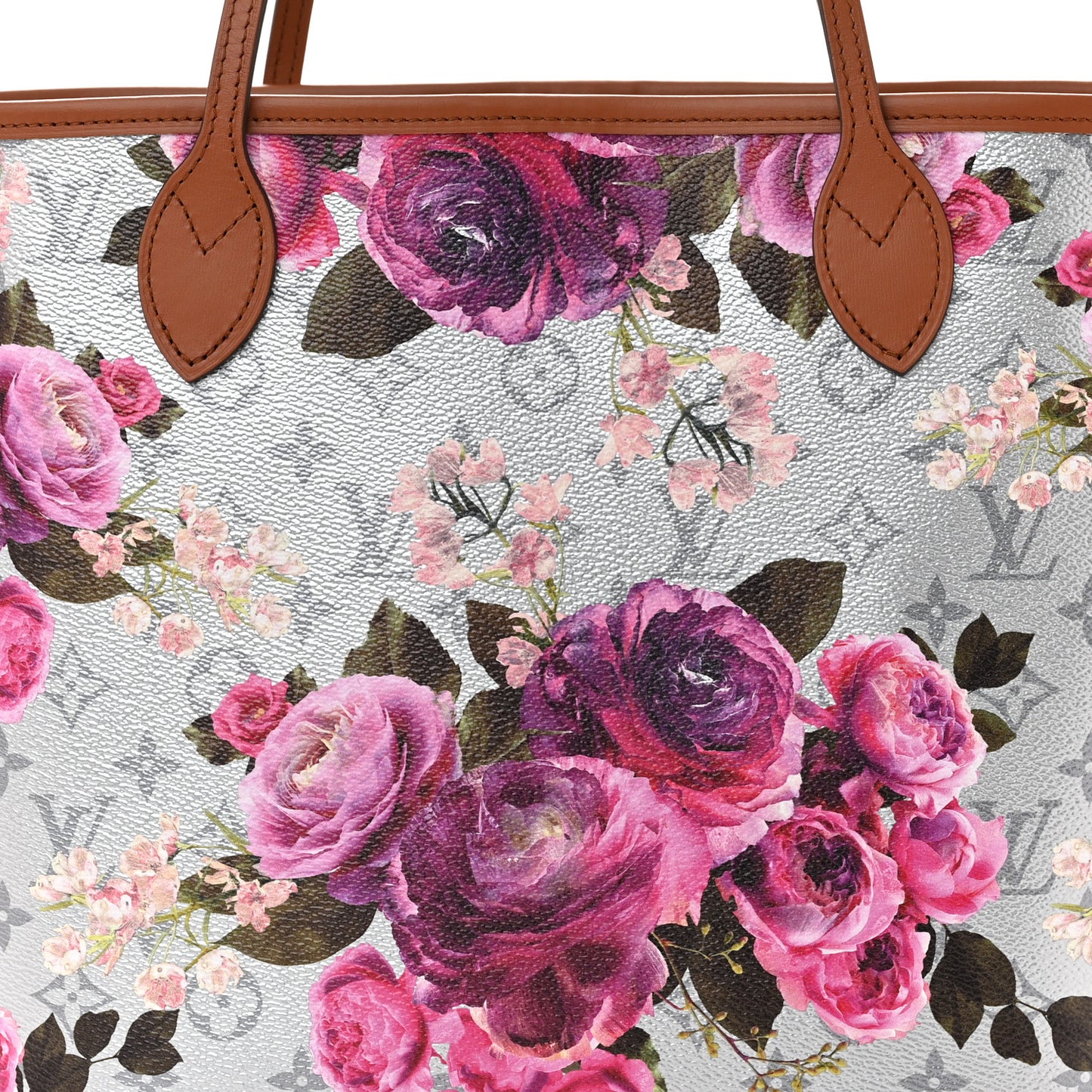 Metallic Monogram LV Garden Neverfull MM Silver