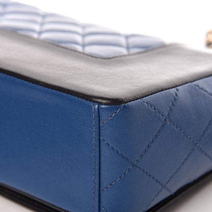 Chanel Sheepskin Quilted Vintage Mademoiselle Flap Blue Black 11 of 19
