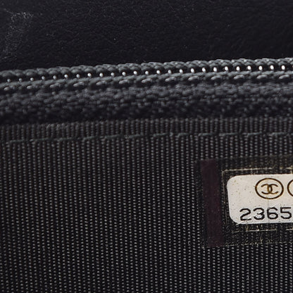 Chanel Calfskin Painted Chevron Embossed Small Boy Zip Wallet Black 8 of 8