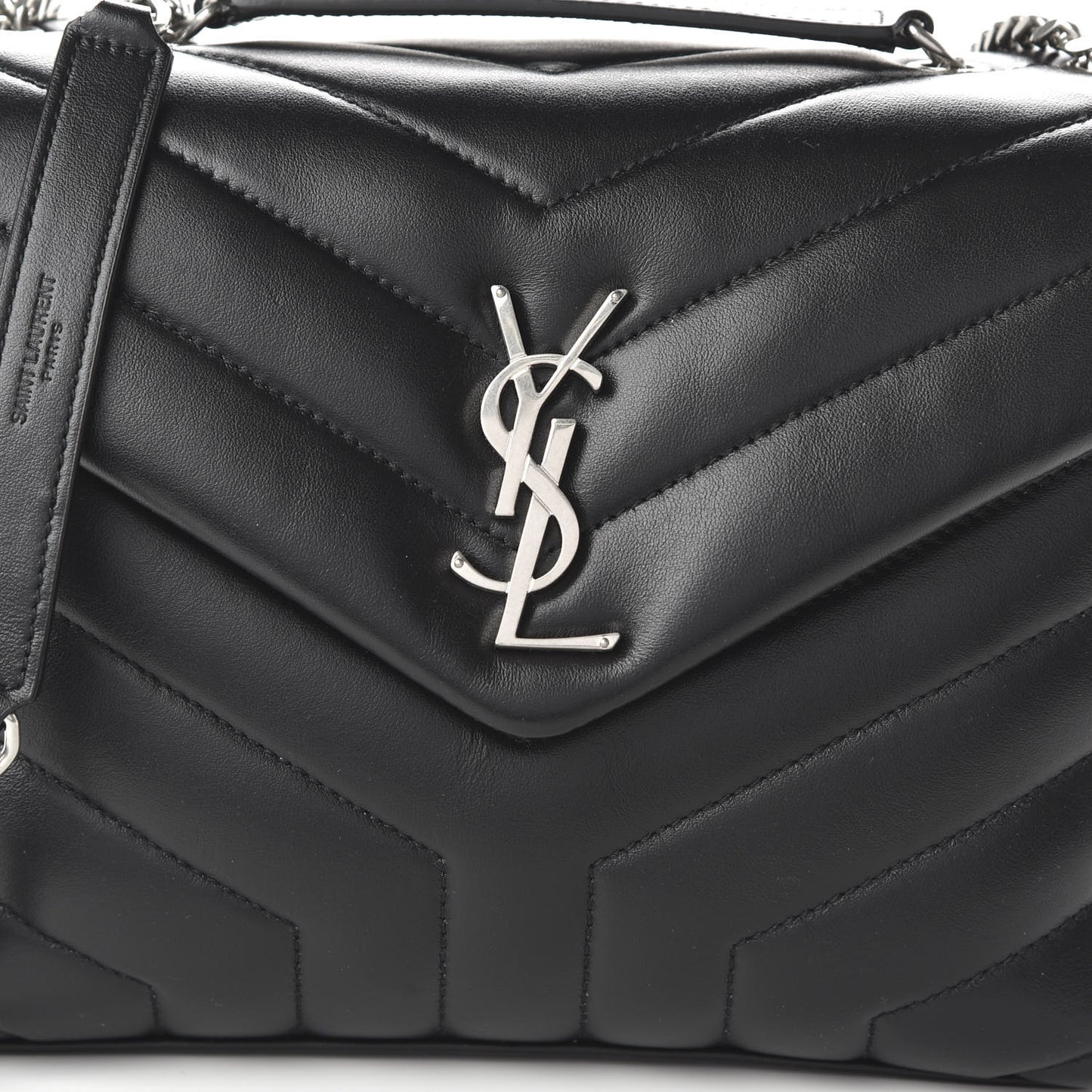 Calfskin Y Quilted Monogram Small Loulou Chain Satchel Black