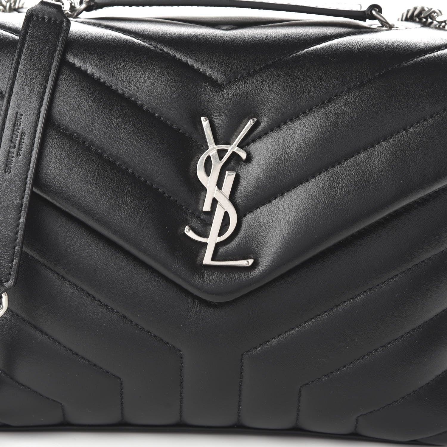 Saint Laurent Calfskin Y Quilted Monogram Small Loulou Chain Satchel Black 9 of 9