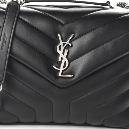 Saint Laurent Calfskin Y Quilted Monogram Small Loulou Chain Satchel Black 9 of 9