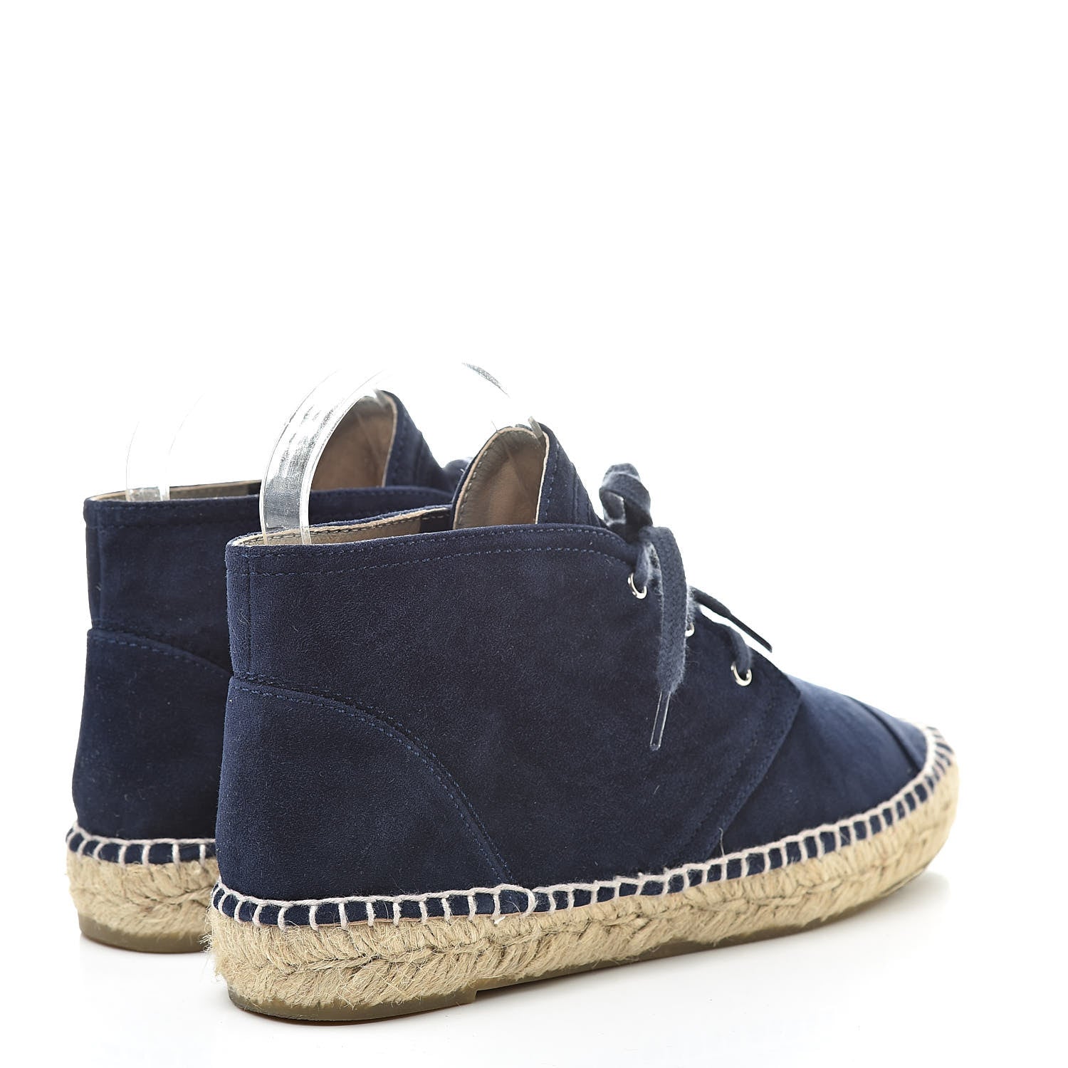 Chanel Suede Lace Up Espadrilles 37 Dark Navy Blue 4 of 12