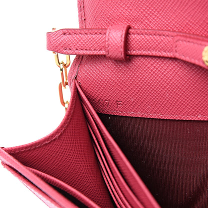 Prada Saffiano Metal Bar Chain Wallet Peonia 8 of 10