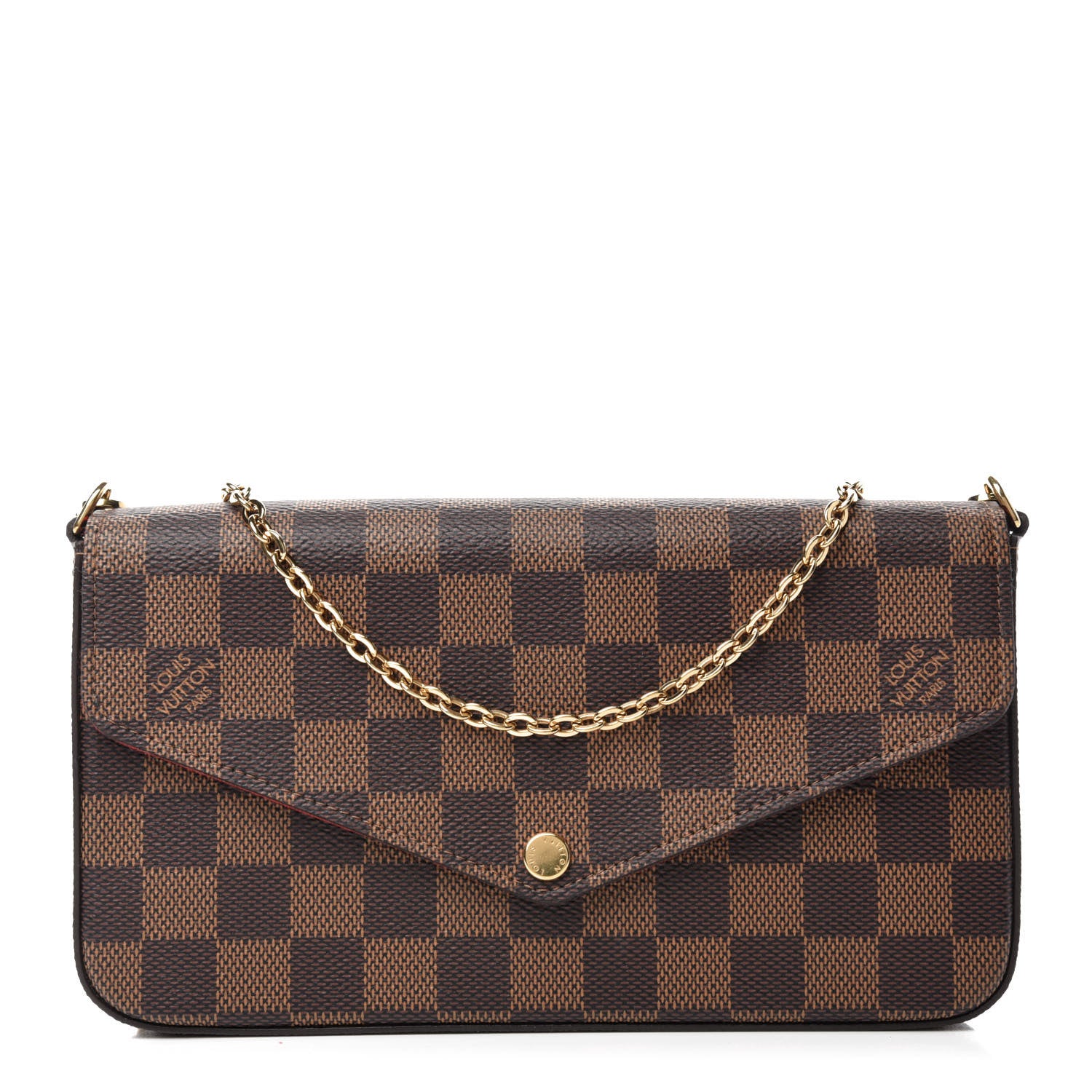 Louis Vuitton Damier Ebene Pochette Felicie Chain Wallet 1 of 11