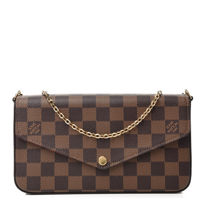 Louis Vuitton Damier Ebene Pochette Felicie Chain Wallet 1 of 11