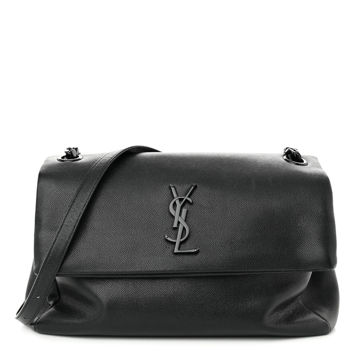 Saint Laurent Grain De Poudre Medium West Hollywood Monogram Fold-Over Black 1 of 10